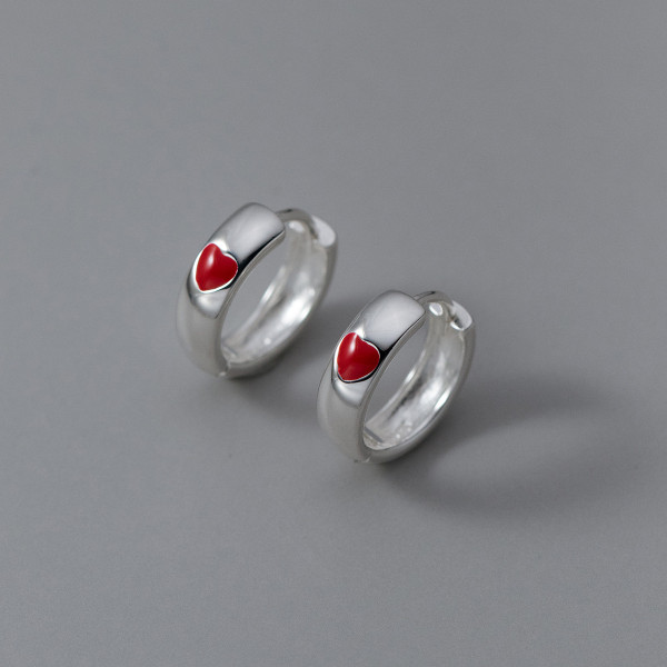 A38284 s925 sterling silver colorful heart design earrings