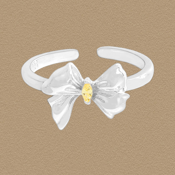 A44278 cubic zirconia butterfly sterling silver s925 adjustable ring