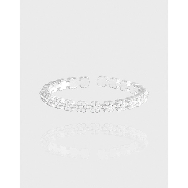 A43653 trendy flower sterling silver s925 adjustable ring