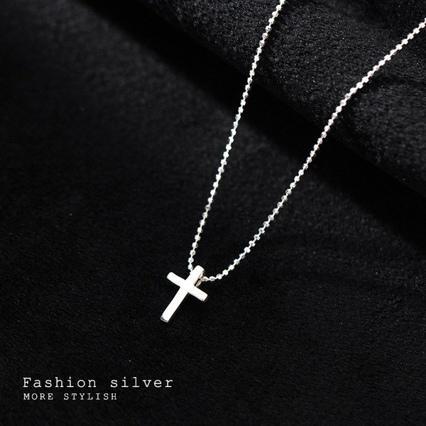 A32448 s925 sterling silver chain cross unique chic necklace