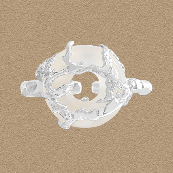 A44290 circle agate sterling silver s925 ring