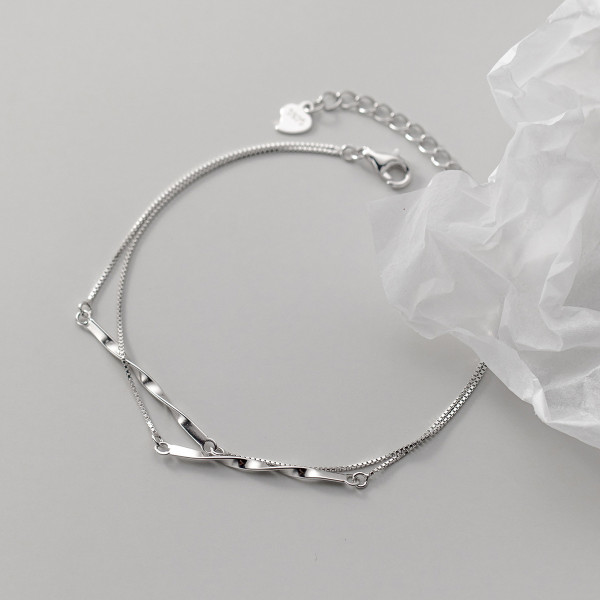 A36959 s925 sterling silver simple weave women chic charm bracelet