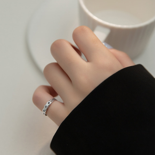 A36272 s925 sterling silver silver simple doublelayer unique adjustable ring