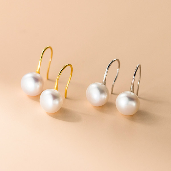 A46421 silver sweet simple natural fresh water pearl ear hook