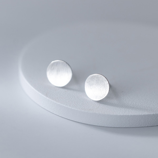 A40609 s925 silver simple circle stud earrings sweet geometric elegant earrings