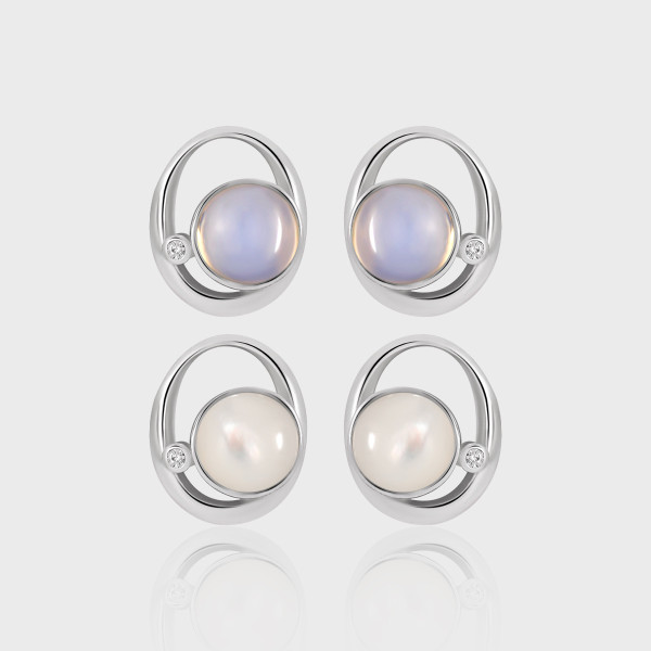 A42386 design elegant geometric circle hollowed white s925 sterling silver stud earrings