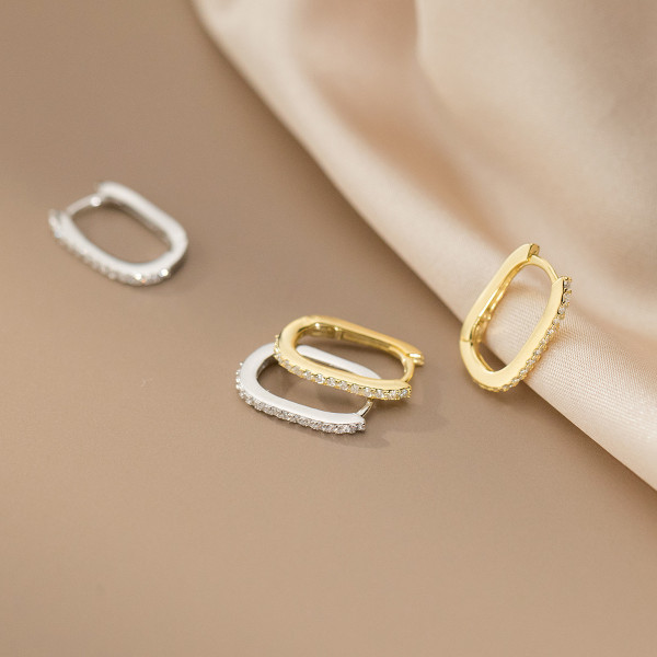 A42915 s925 sterling silver unique elegant simple rhinestone earrings