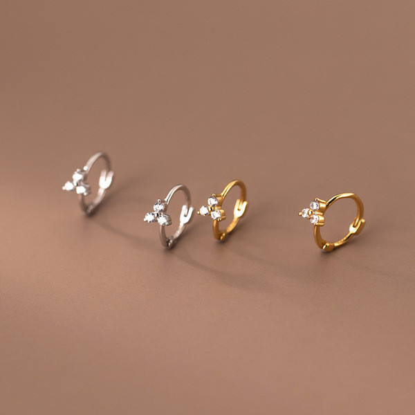 A34787 s925 sterling silver sweet chic simple rhinestone earrings