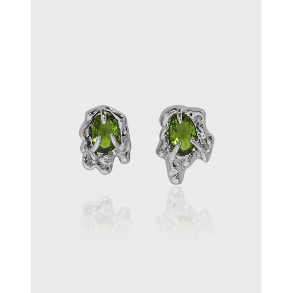 A37600 design green cubic zirconia quality s925 sterling silver stud earrings