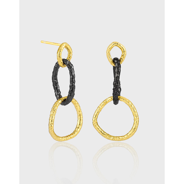 A40932 unique plated geometric s925 sterling silver stud earrings