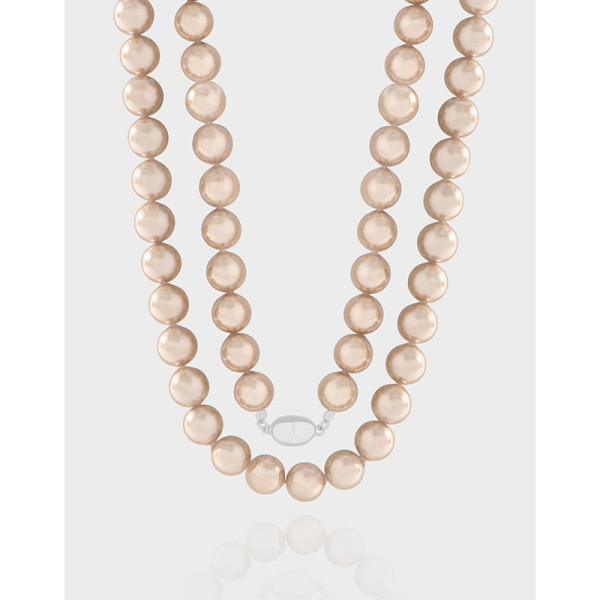 A41459 design champagne gold pearl sterling silver s925 necklace