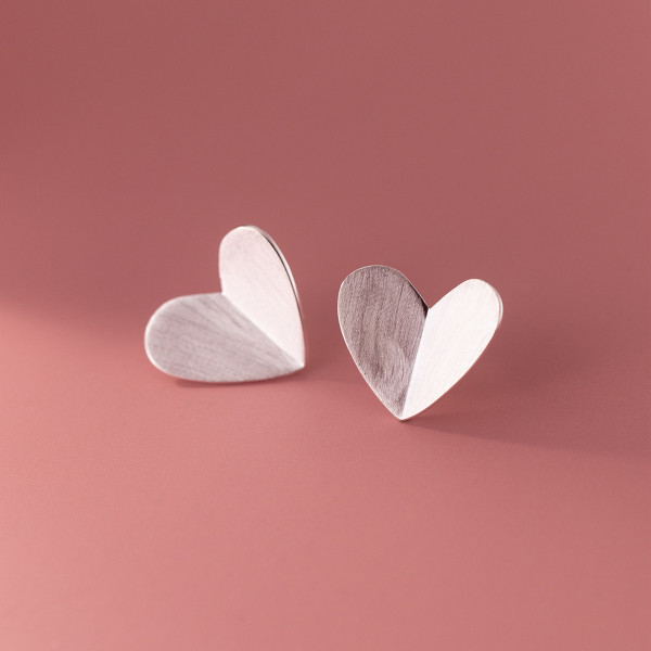 A37858 s925 sterling silver heart stud trendy design earrings