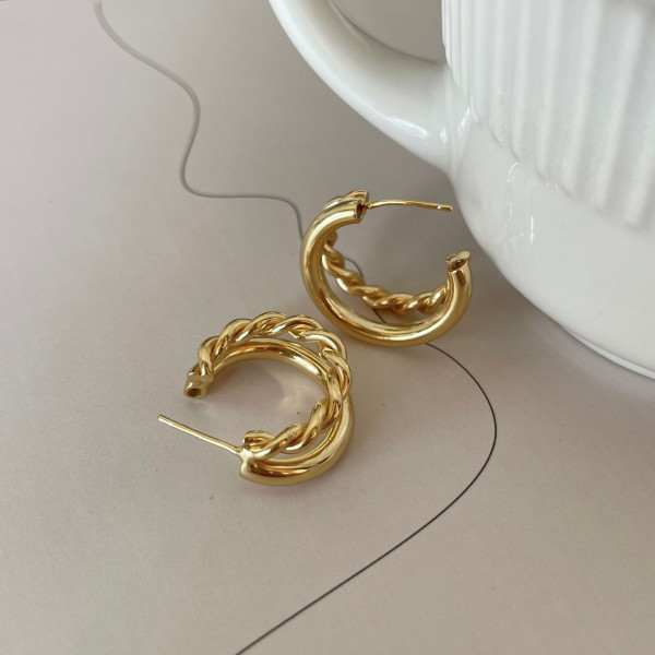 A36017 925 sterling silver minimalist silver unique simple tube twist earrings