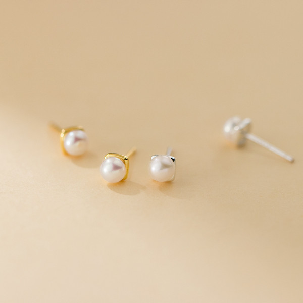 A43387 s925 sterling silver square stud fashion earrings