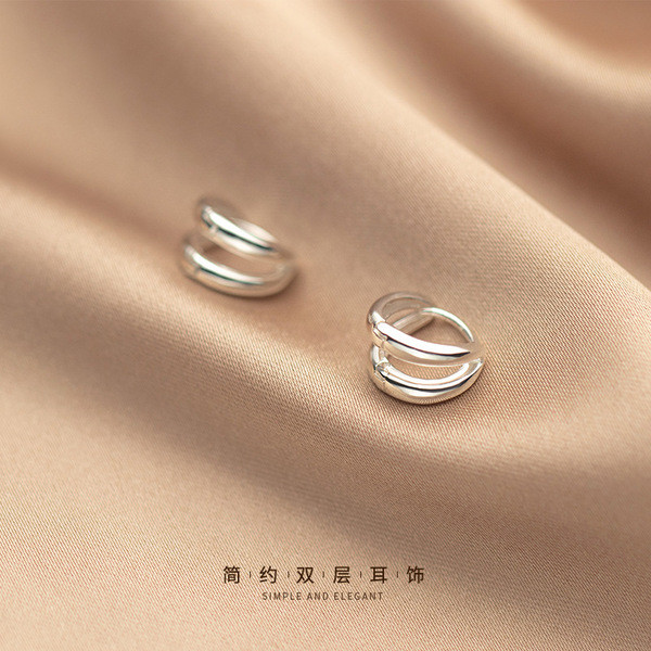 A32339 s925 sterling silver doublelayer fashion chic trendy unique earrings