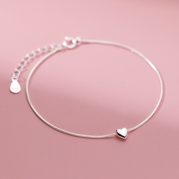 A40710 s925 sterling silver heart charm trendy sweet bracelet