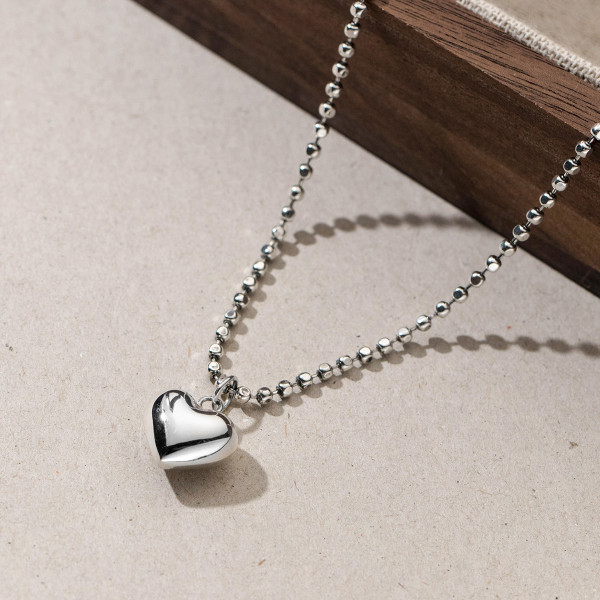 A37508 s925 sterling silver thai heart bead simple design necklace