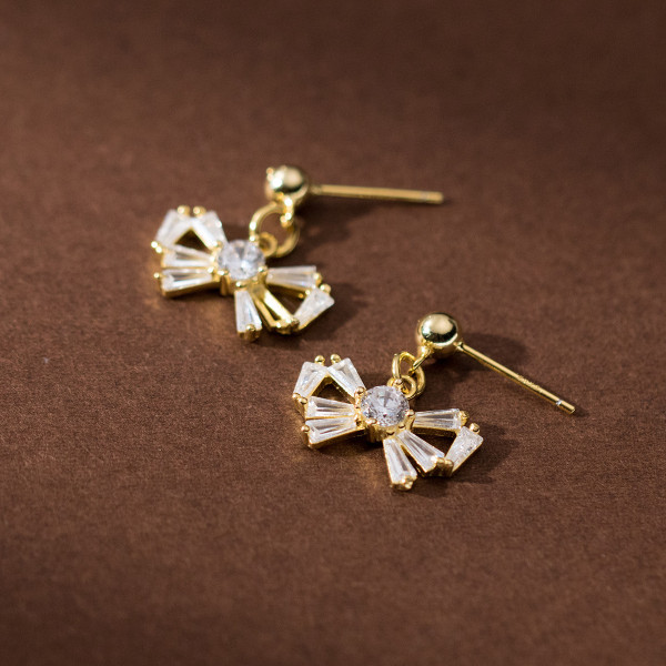A40679 s925 sterling silver rhinestone butterfly stud earrings pink elegant earrings