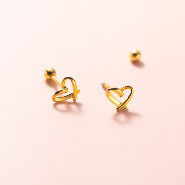 A36665 s925 sterling silver heart earrings