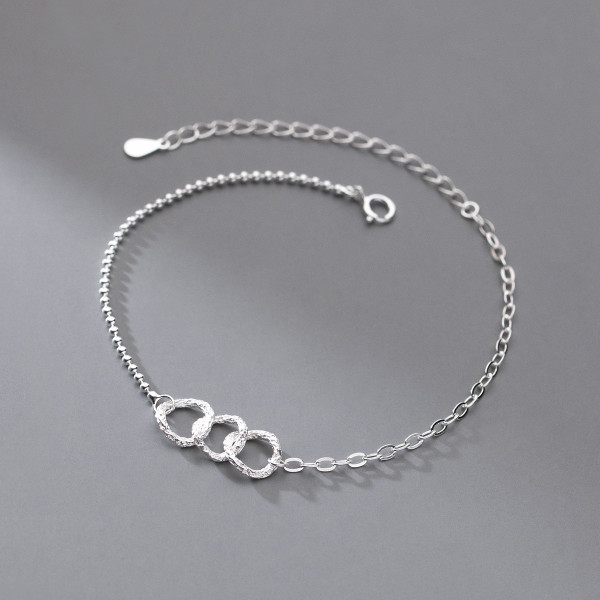A36458 s925 sterling silver simple circle charm bracelet