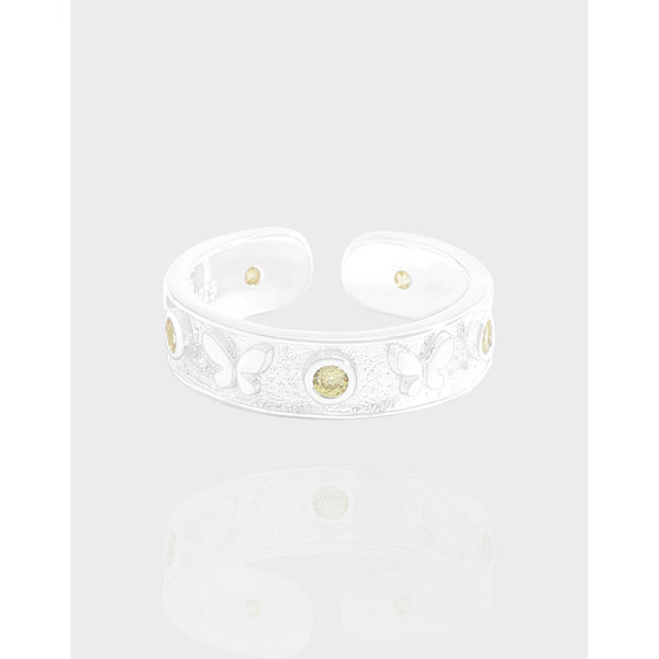 A40976 design butterfly cubic zirconia adjustable sterling silver s925 ring