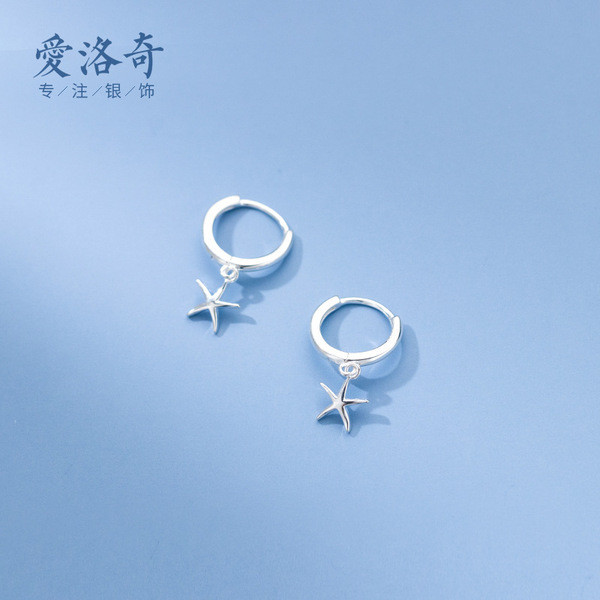 A33122 s925 sterling silver trendy simple starfish chic unique earrings