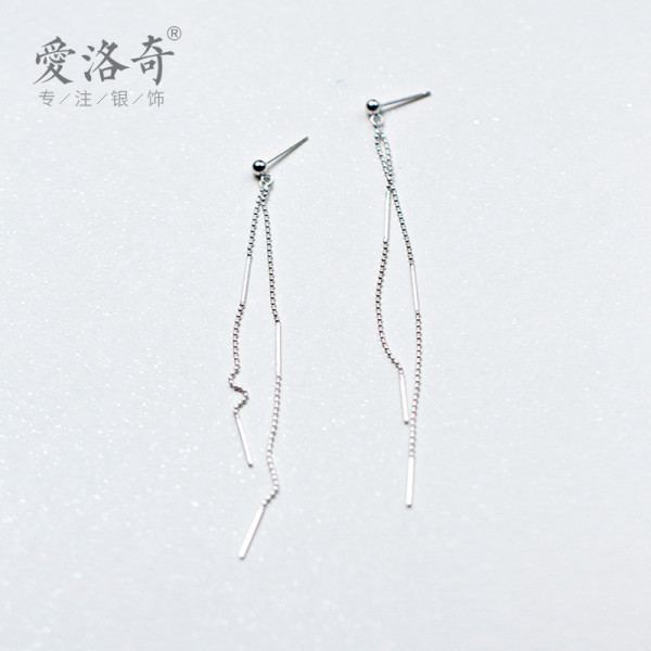 A38315 s925 sterling silver simple fringe string trendy elegant earrings