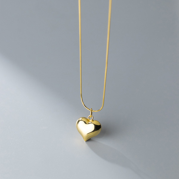 A42894 s925 sterling silver simple heart heartshape pendant necklace