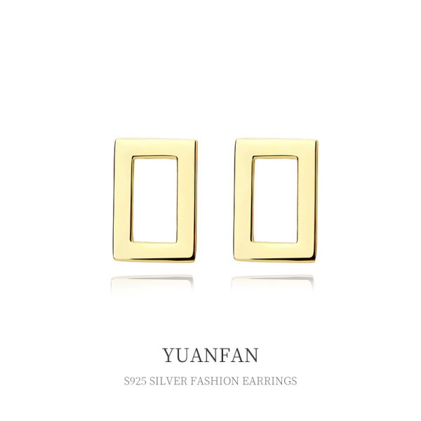 A35674 s925 sterling silver smallins simple hollowed square earrings