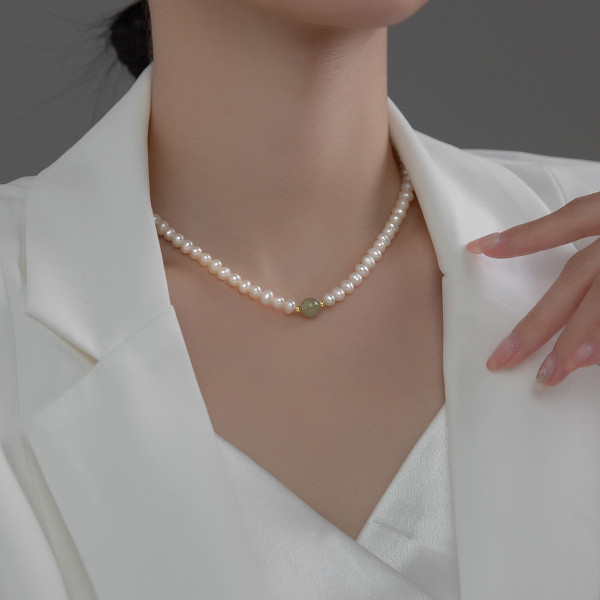 A36770 s925 sterling silver women pearl chic necklace