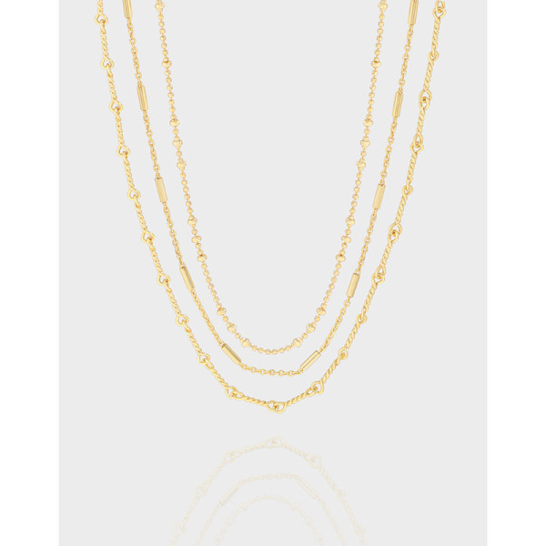 A39862 design gold bead bar spiral sterling silver s925 necklace