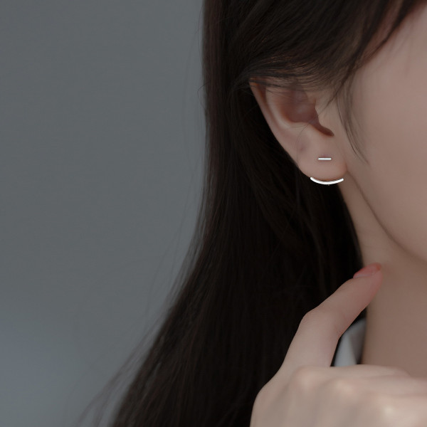 A36406 s925 sterling silver simple bar earrings
