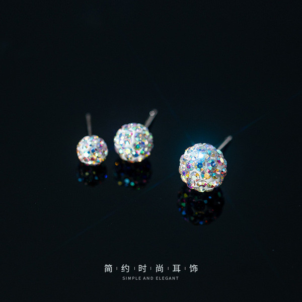 A32252 s925 sterling silver chic unique circle sparkling earrings