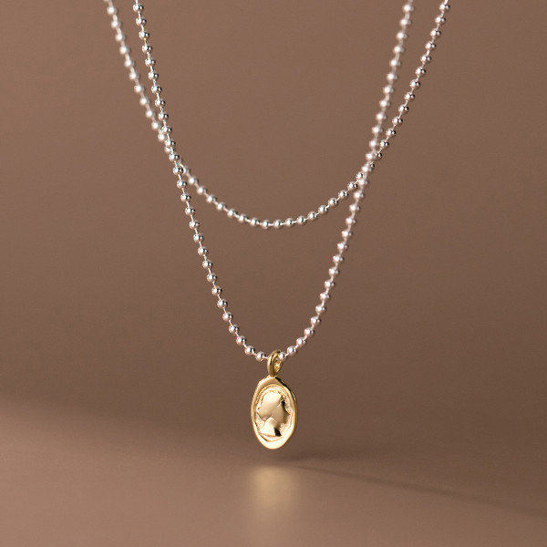 A36748 s925 sterling silver oval pendant necklace