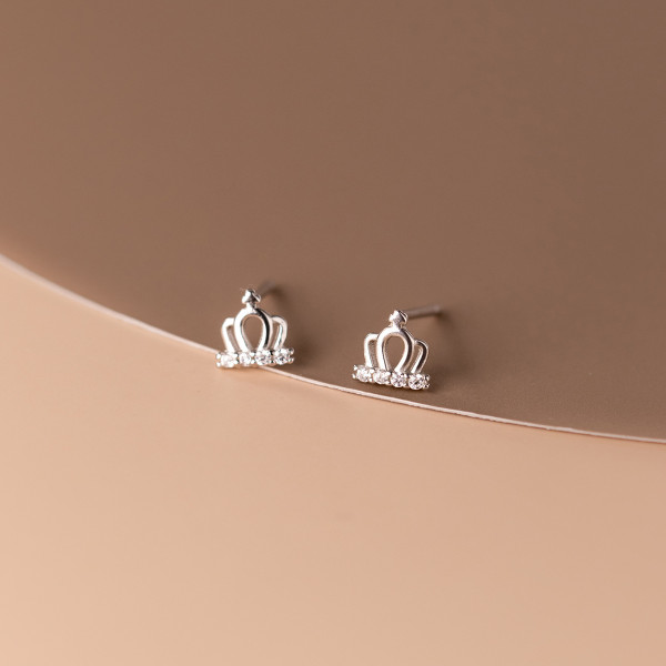 A36846 s925 sterling silver rhinestone crown earrings