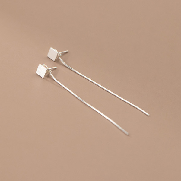 A35909 s925 sterling silver square snakechain earrings