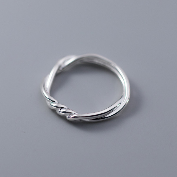 A41265 s925 sterling silver rope braided bar ring