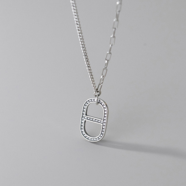 A38428 s925 sterling silver thai rhinestone hollowed vintage unique necklace