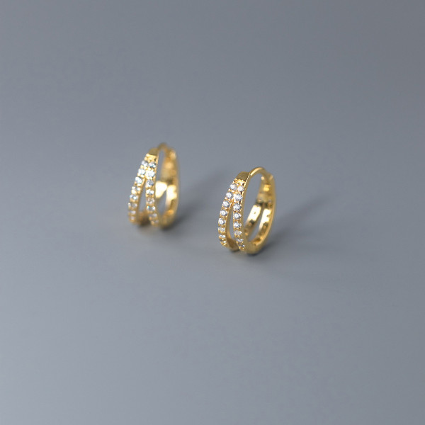 A36819 s925 sterling silver doublelayer rhinestone cute simple fashion earrings