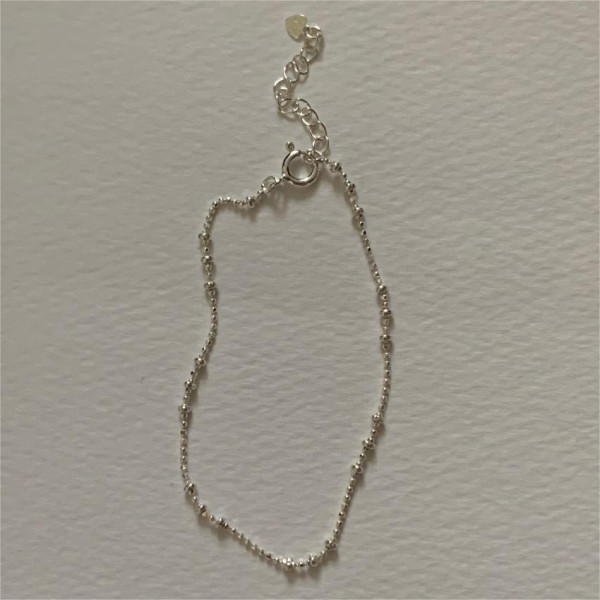 A43702 trendy sterling silver bead simple charm bracelet