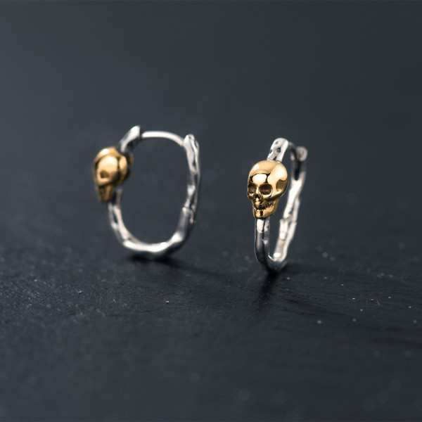 A36393 s925 sterling silver women unique simple skull thai silver earrings