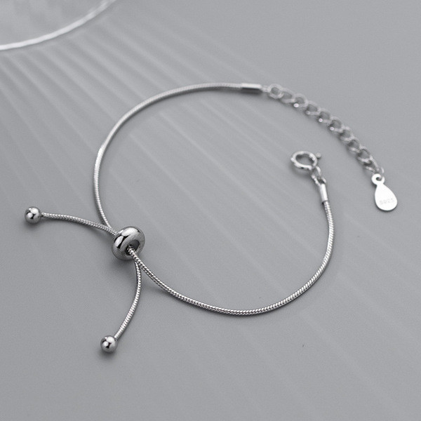 A34298 s925 sterling silver fashion simple anklet chic adjustabl bracelet
