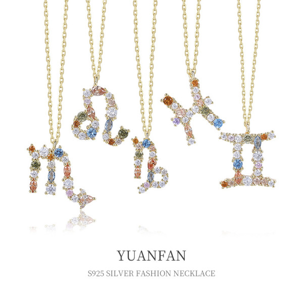 A36774 925 sterling silver design colorful cubiczirconia pendant necklace