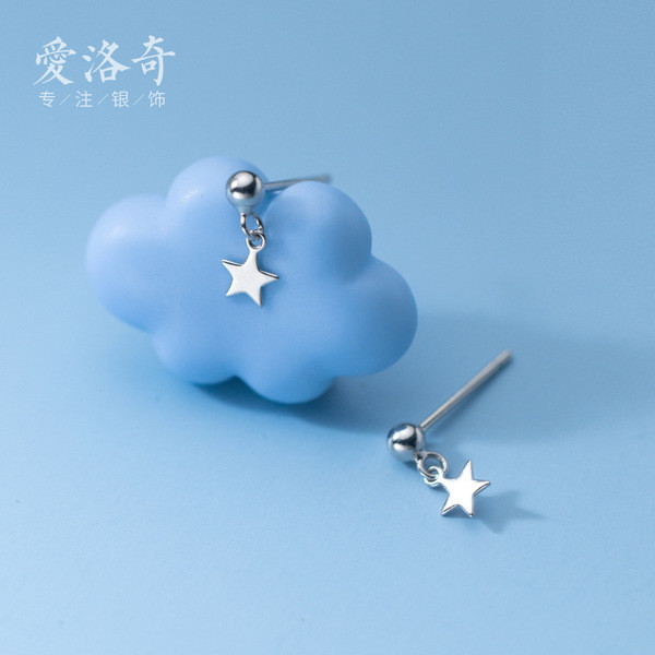 A32255 s925 sterling silver sweet trendy chic stars earrings