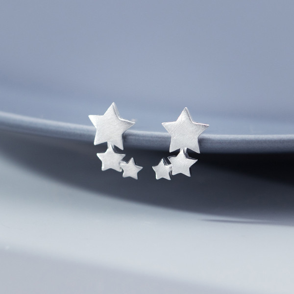 A40146 s925 sterling silver stars stud trendy design elegant earrings