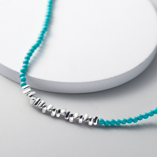 A40785 s925 sterling silver green triangle design necklace