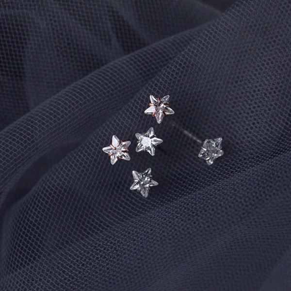 A41511 s925 silver trendy rhinestone stars stud earrings unique stud earrings