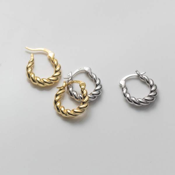 A37517 s925 sterling silver twist design elegant earrings