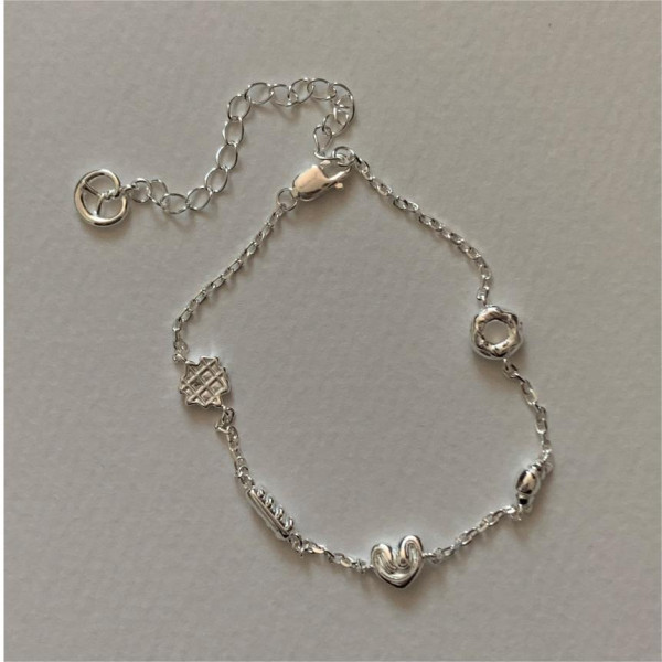 A43701 s925 sterling silver simple geometric charm bracelet