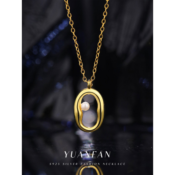 A40881 s925 sterling silver pendant geometric choker necklace